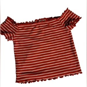 Divided Red and White Crop Top